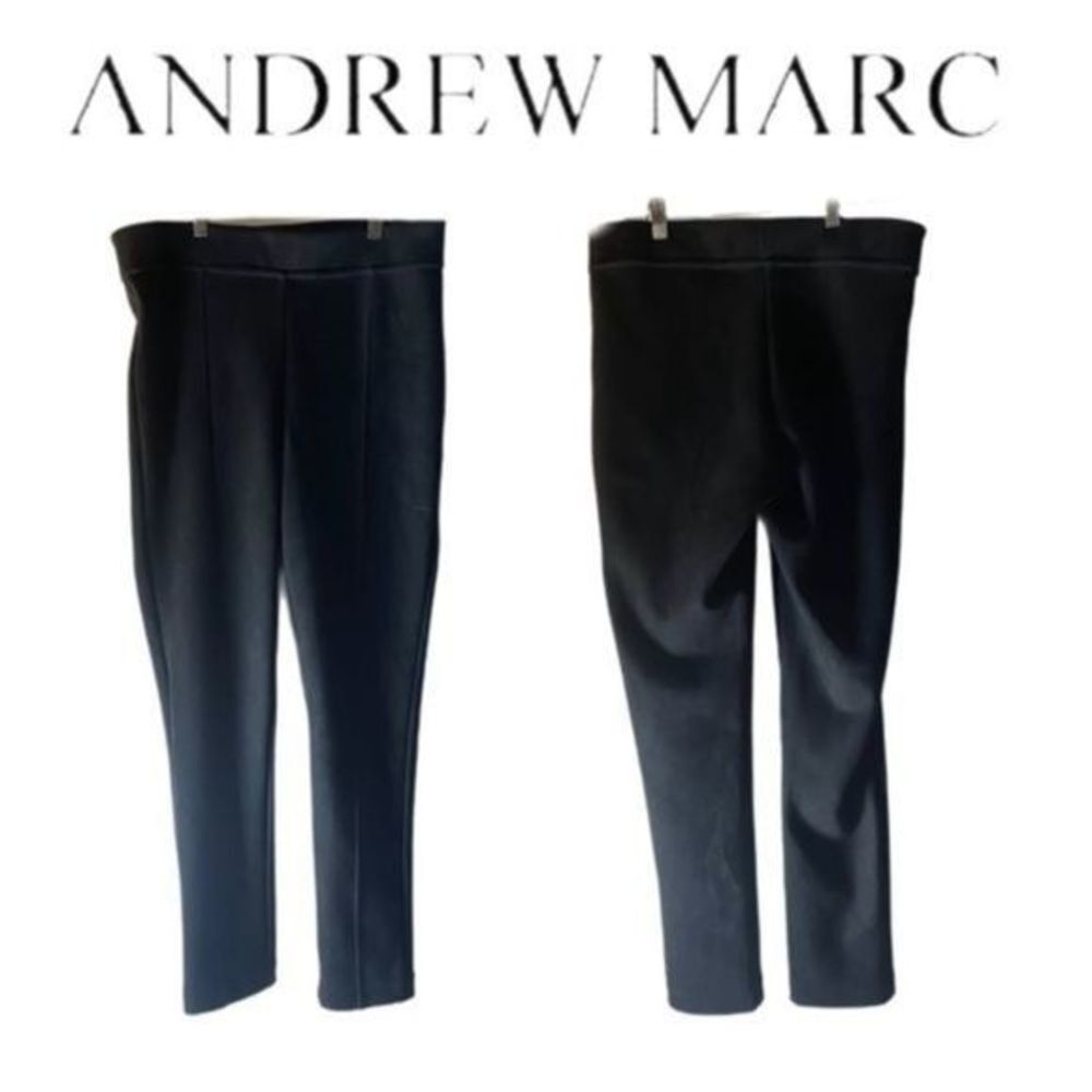 Andrew Marc Black Suede Black Tight Fit Waist Stretch Pants Women’s size Medium